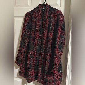 Lane Bryant Red and Black Plaid Suit Jacket